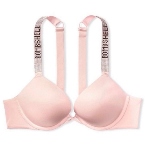 NWOT Very Sexy Bombshell Add-2-Cups Shine Push-Up Bra 34C Pink - Picture 2 of 6